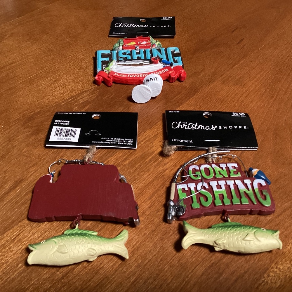 The Christmas Shoppe Christmas Ornaments FISHING Bundle NWT